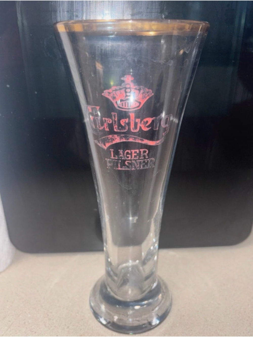 Lager Pilsner Tall Beer Glass - Clear with Red Logo